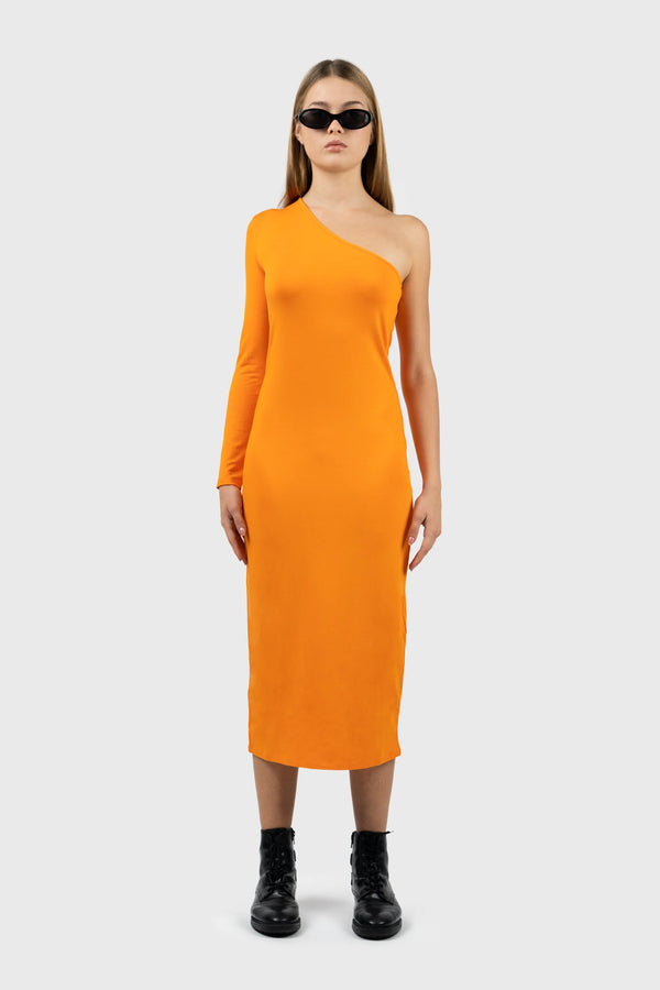 nu in ASYMMETRIC LONG SLEEVE MIDI DRESS