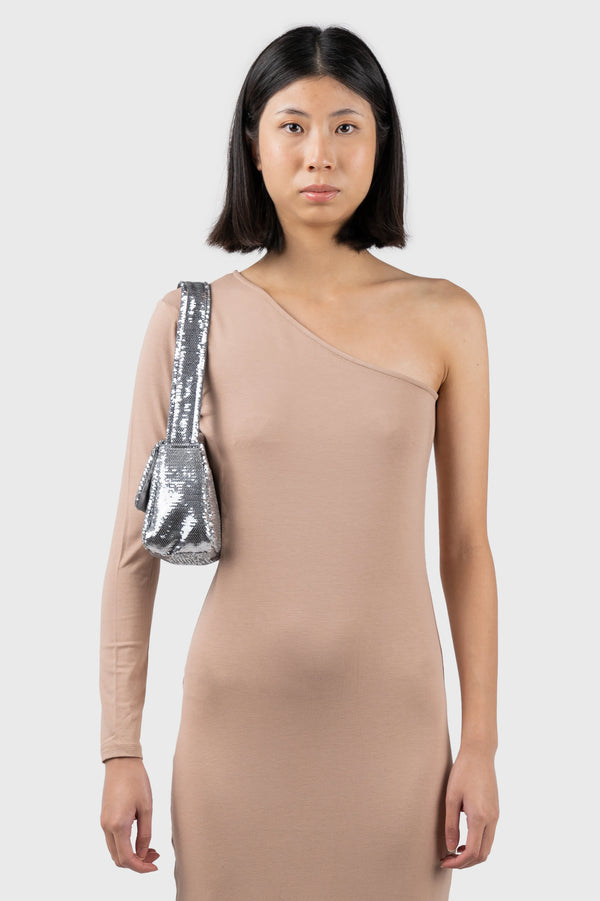 Nu In ASYMMETRIC LONG SLEEVE MIDI DRESS