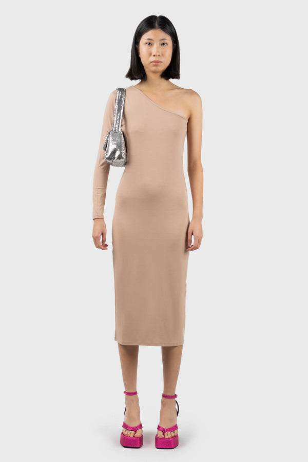 nu in ASYMMETRIC LONG SLEEVE MIDI DRESS