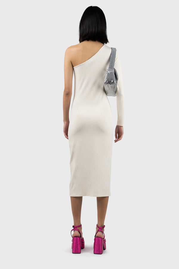 Nu In ASYMMETRIC LONG SLEEVE MIDI DRESS