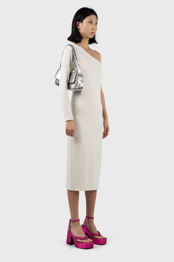 Nu In ASYMMETRIC LONG SLEEVE MIDI DRESS