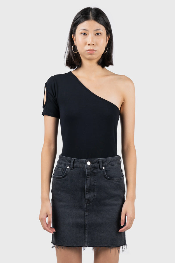 Nu In ASYMMETRIC SHORT SLEEVE JERSEY BODYSUIT