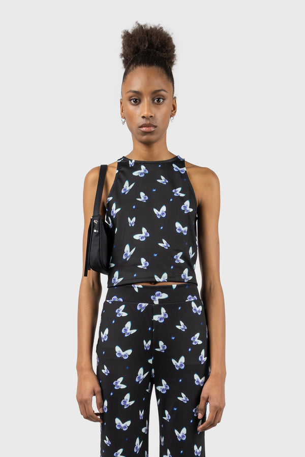 Nu In BUTTERFLY PRINT HALTERNECK TOP