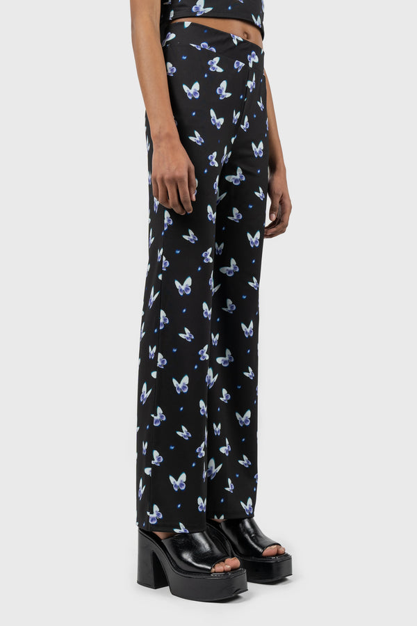Nu In BUTTERFLY PRINT HIGH WAIST FLARE LEGGINGS