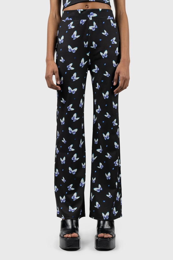 nu in BUTTERFLY PRINT HIGH WAIST FLARE LEGGINGS