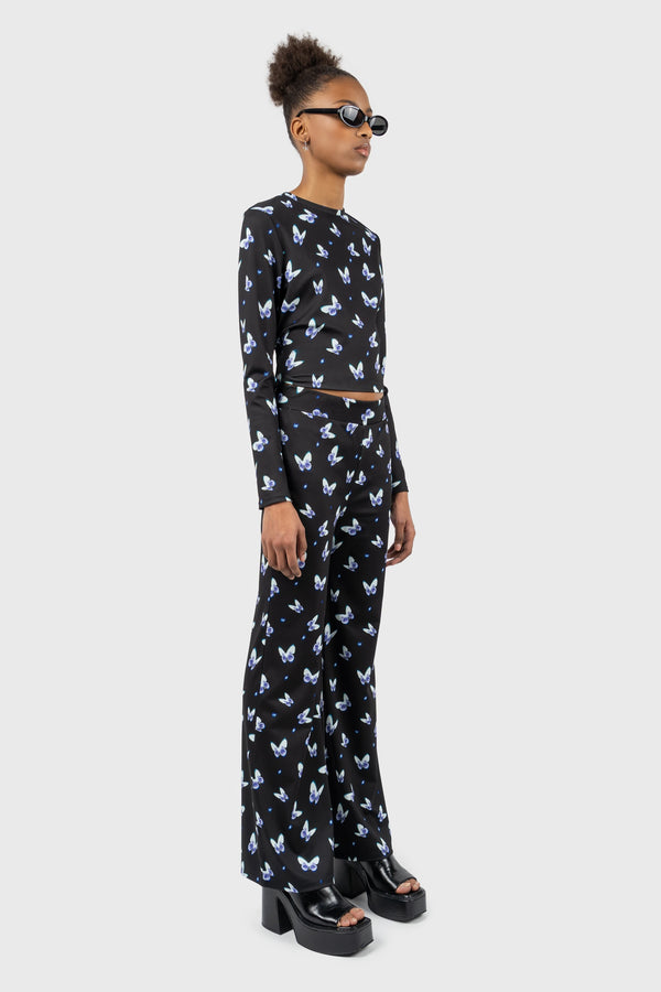 Nu In BUTTERFLY PRINT LONG SLEEVE TOP