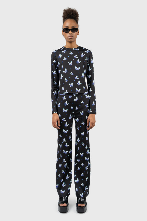 nu in BUTTERFLY PRINT LONG SLEEVE TOP