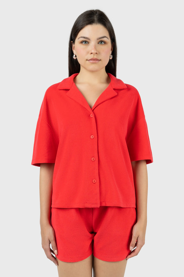nu In BUTTON UP TOWELLING SHIRT
