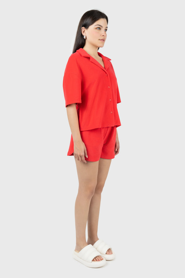 nu In BUTTON UP TOWELLING SHIRT