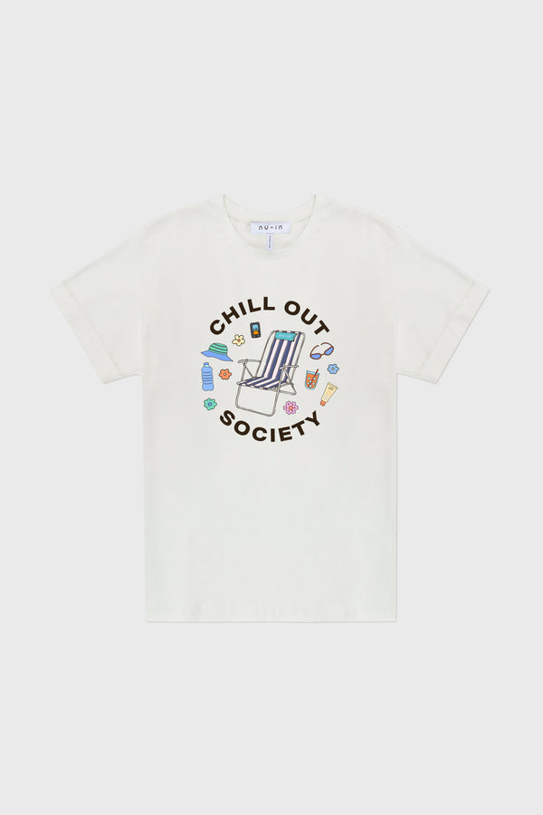 Nu In CHILL OUT SOCIETY ROLL-UP SLEEVES T-SHIRT