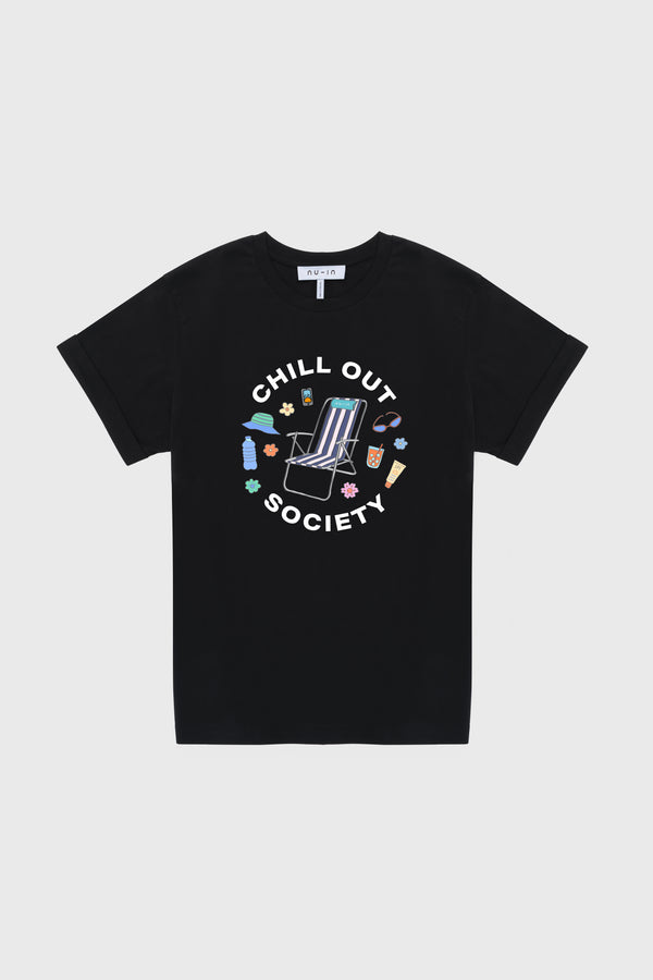 Nu In CHILL OUT SOCIETY ROLL-UP SLEEVES T-SHIRT