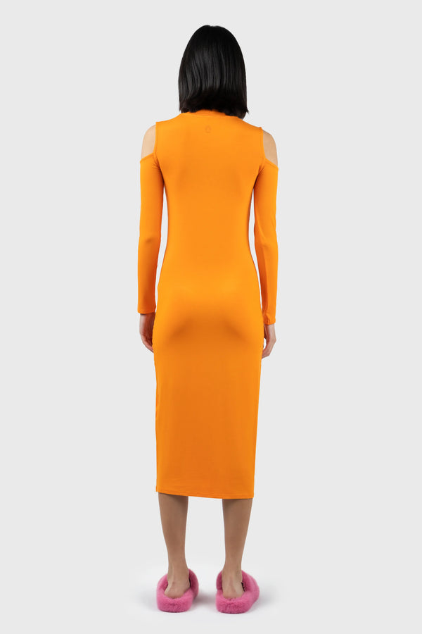 Nu In COLD SHOULDER HIGH NECK MIDI DRESS