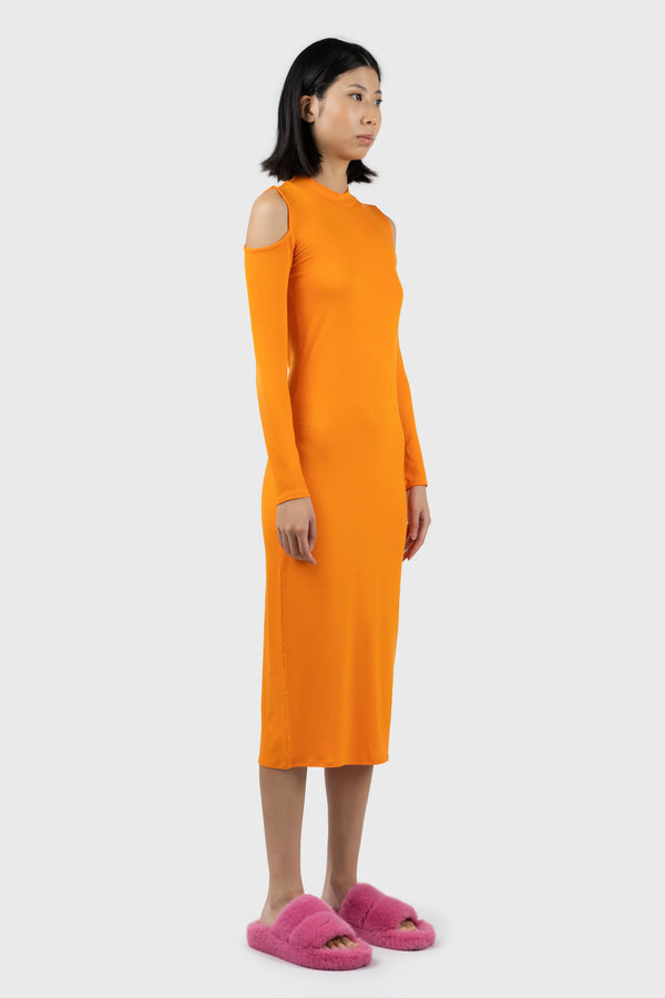 Nu In COLD SHOULDER HIGH NECK MIDI DRESS