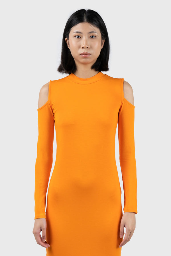 Nu In COLD SHOULDER HIGH NECK MIDI DRESS