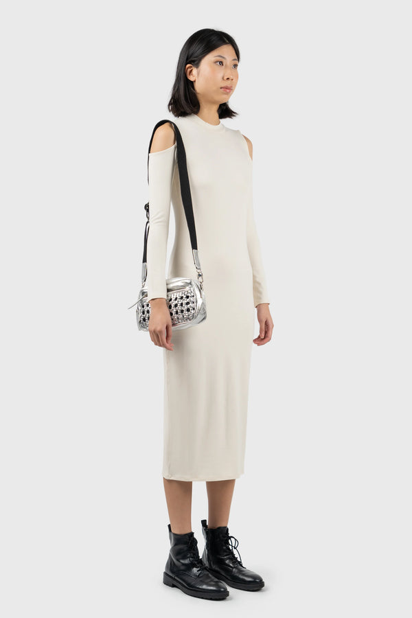 Nu In COLD SHOULDER HIGH NECK MIDI DRESS