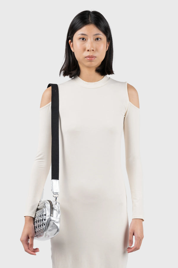 Nu In COLD SHOULDER HIGH NECK MIDI DRESS