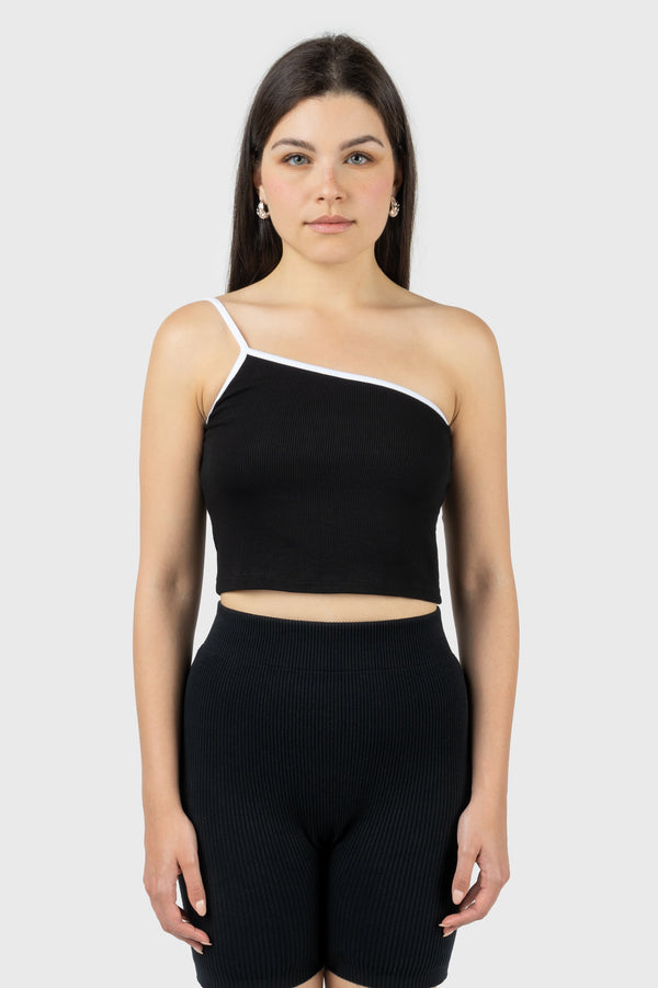 Nu In CONTRAST ONE SHOULDER CAMI TOP