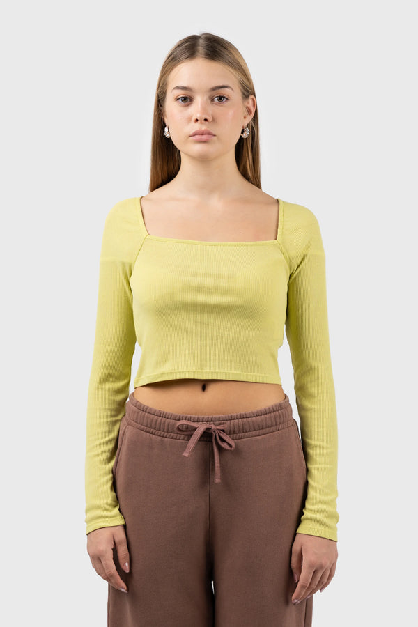 Nu In CROPPED SQUARE NECK RIB TOP