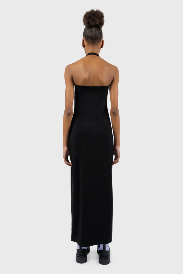 Nu In CROSS HALTERNECK JERSEY COLUMN MAXI DRESS