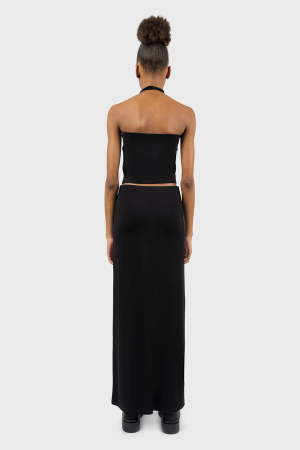 Nu In CROSS HALTERNECK JERSEY CROPPED TOP