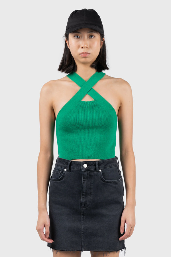 Nu In CROSS OVER HALTERNECK KNIT TOP