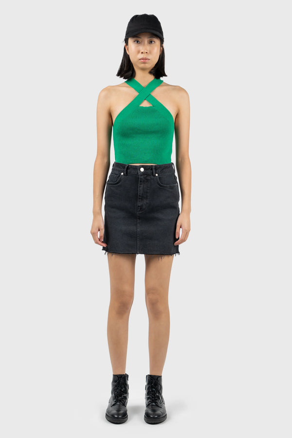 nu in CROSS OVER HALTERNECK KNIT TOP