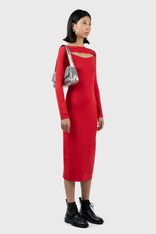 Nu In CUT OUT DETAIL LONG SLEEVE MIDI DRESS