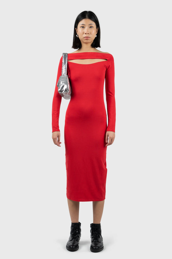 nu in CUT OUT DETAIL LONG SLEEVE MIDI DRESS