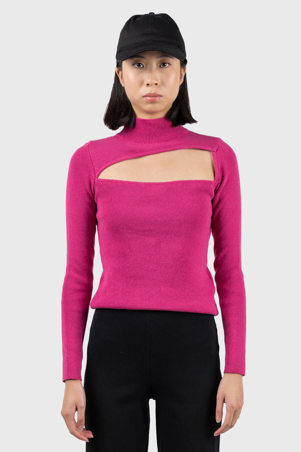 Nu In CUT OUT HIGH NECK KNIT TOP