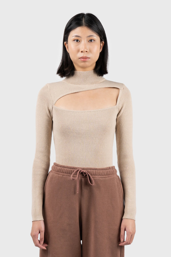 Nu In CUT OUT HIGH NECK KNIT TOP