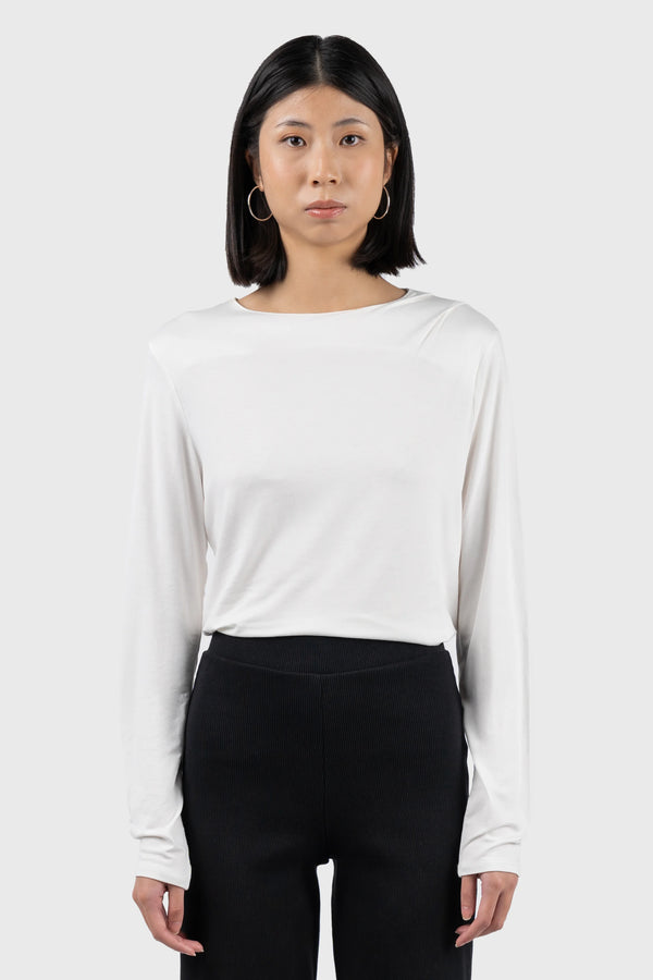 Nu In DRAPED SHOULDER LONG SLEEVE TOP