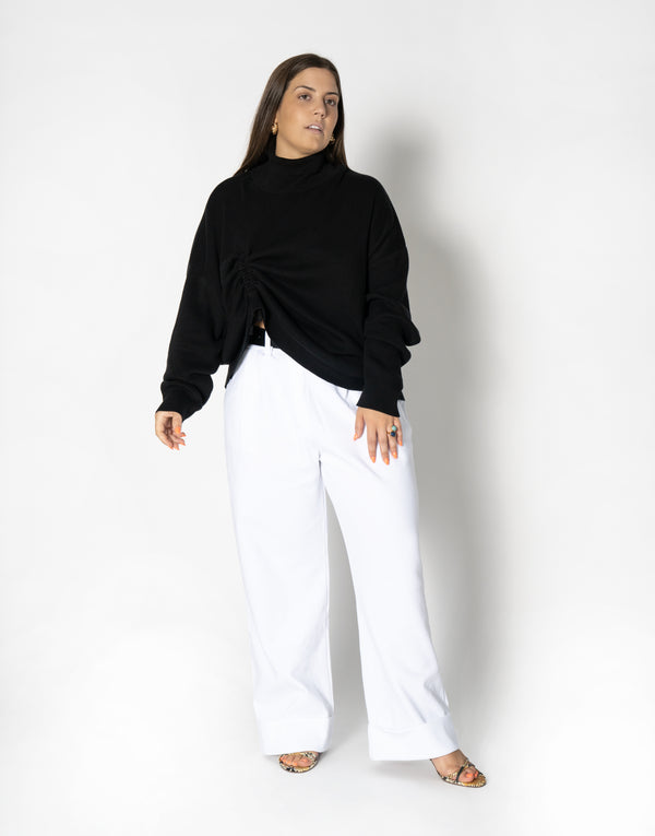 nu in DRAWSTRING DETAIL KNITTED SWEATSHIRT