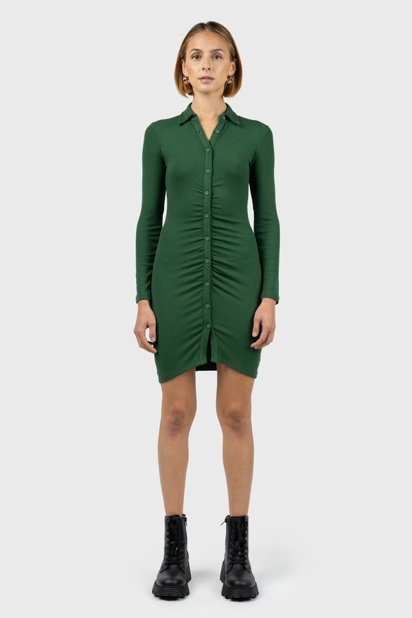 nu in FRONT GATHERING BUTTON DOWN DRESS
