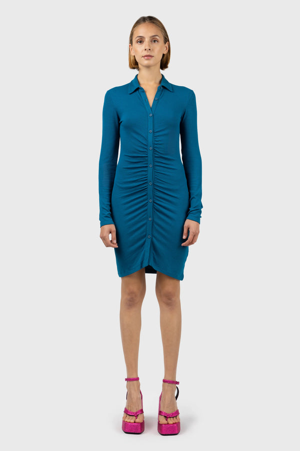 nu in FRONT GATHERING BUTTON DOWN DRESS