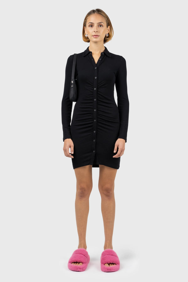 nu in FRONT GATHERING BUTTON DOWN DRESS