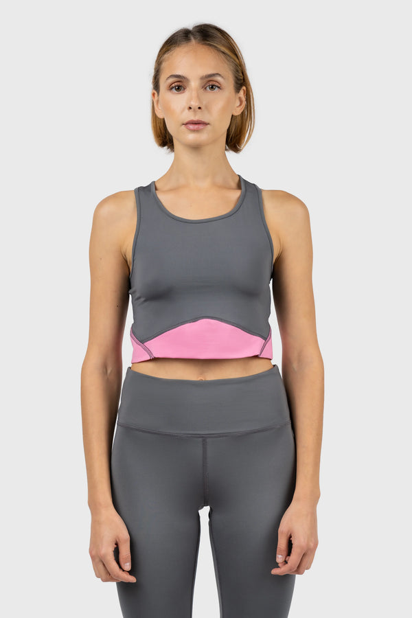 Nu In GREY AND PINK CROPPED TANK