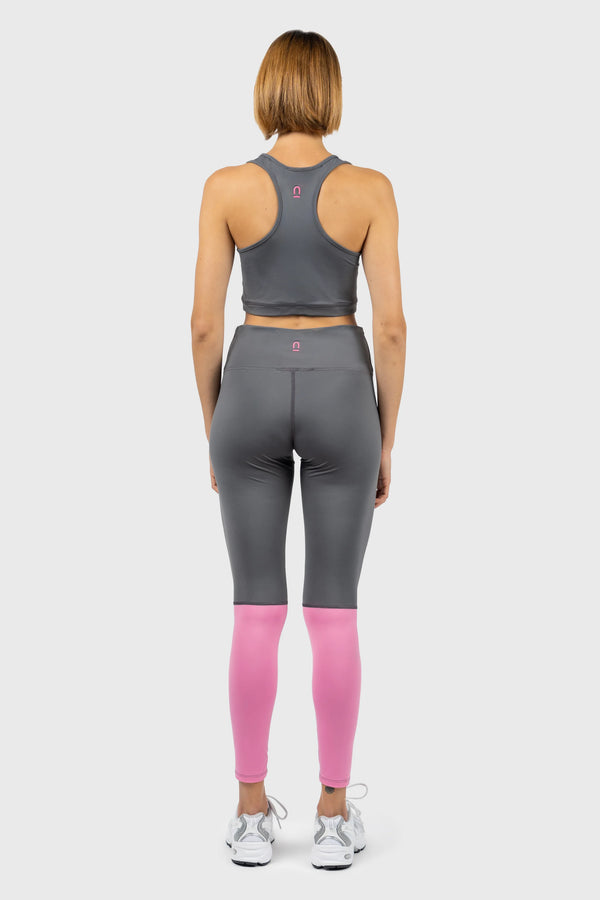 Nu In GREY AND PINK RACER BACK SPORTS BRA