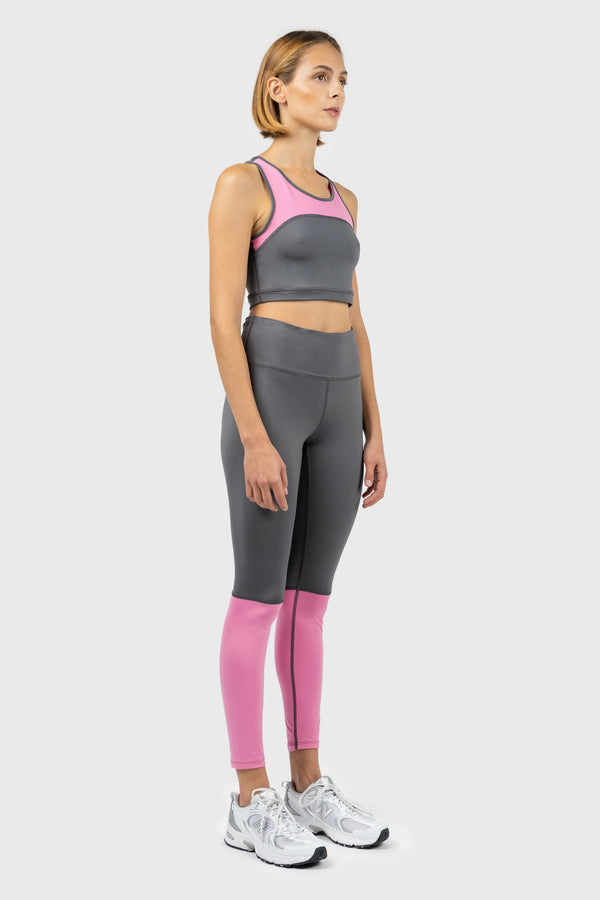 Nu In GREY AND PINK RACER BACK SPORTS BRA