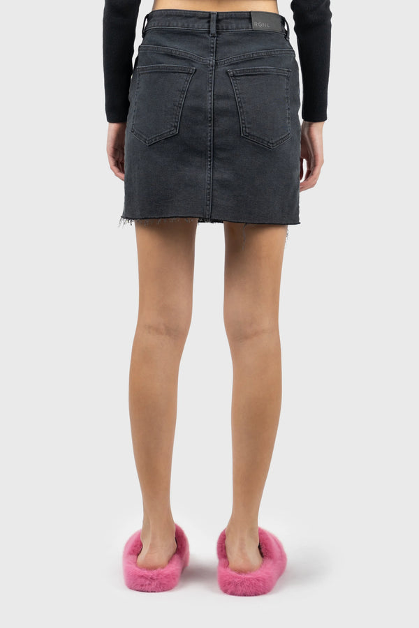 Nu In HIGH RISE RAW HEM DENIM SKIRT