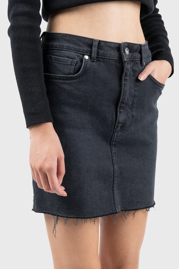 Nu In HIGH RISE RAW HEM DENIM SKIRT