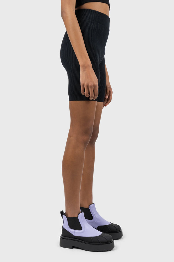 Nu In HIGH WAIST RIBBED KNITTED SHORTS