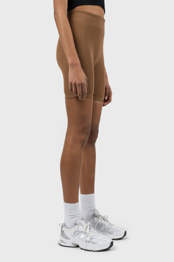 Nu In HIGH WAIST RIBBED KNITTED SHORTS