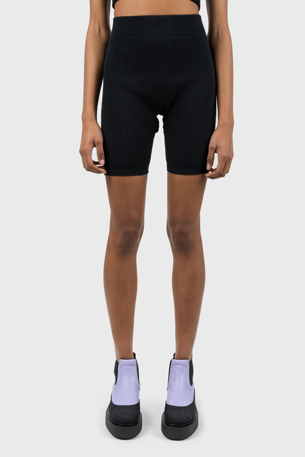 nu in HIGH WAIST RIBBED KNITTED SHORTS