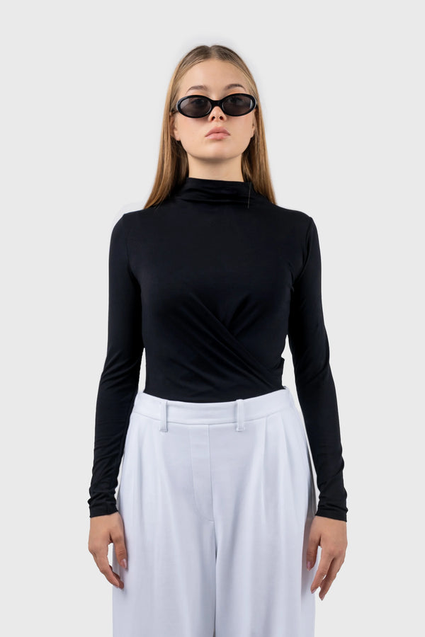 Nu In JERSEY HIGH NECK DRAPED BODYSUIT