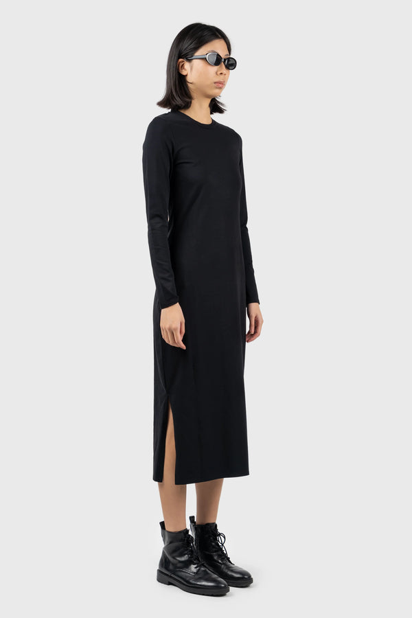 Nu In JERSEY LONG SLEEVE MIDI DRESS WITH SLIT