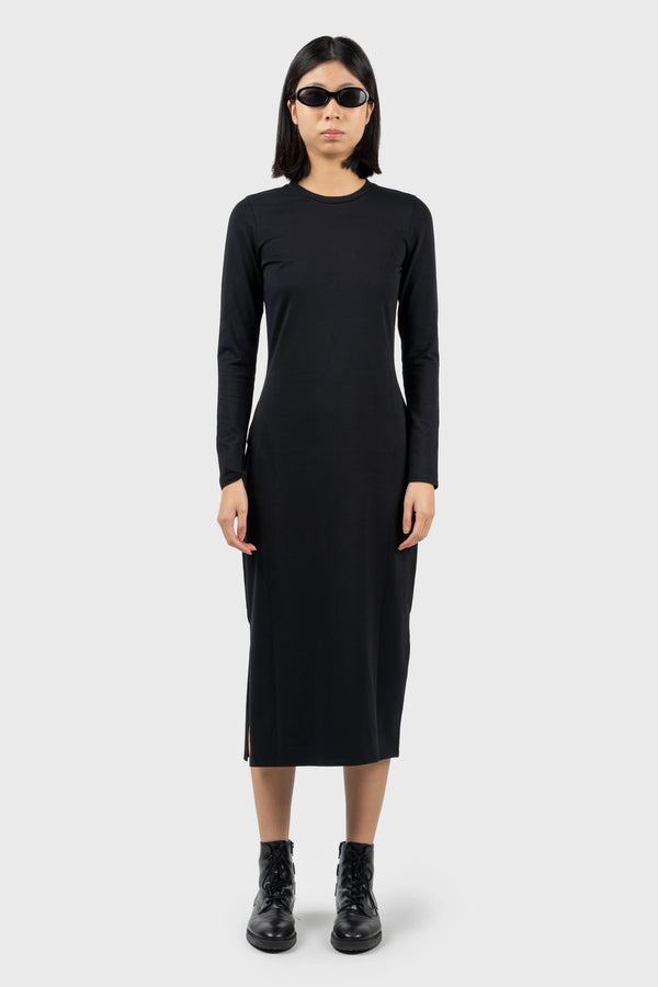 nu in JERSEY LONG SLEEVE MIDI DRESS WITH SLIT