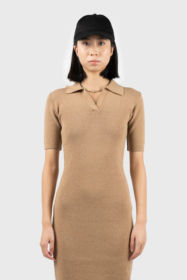 Nu In KNITTED OPEN COLLAR MIDI DRESS
