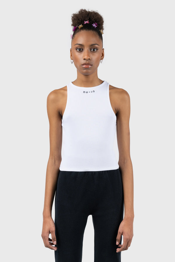 Nu In LOGO RIBBED HALTERNECK TOP