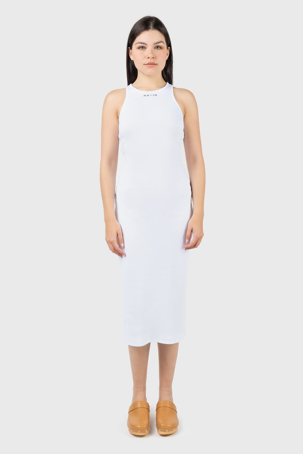nu in LOGO RIBBED SCOOP NECK VEST MIDI DRESS