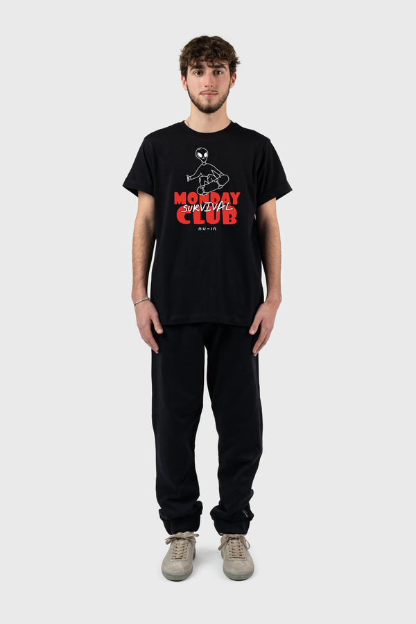 Nu In MONDAY SURVIVAL CLUB ROLL-UP SLEEVES T-SHIRT